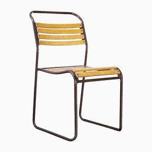 Tubular Metal Slatted Dining Chair from Cox, 1940s