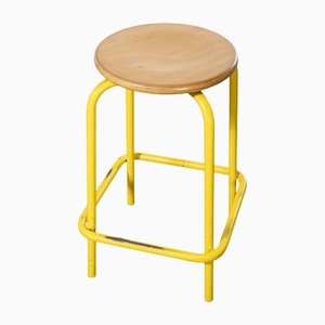 Industrial French Yellow High Stools, 1970s, Set of 4