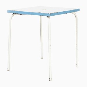 French Blue & White Metal Garden Table, 1950s