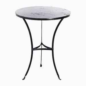French Small Round Metal Gueridon Table, 1960s