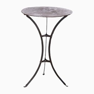 French Small Round Metal Gueridon Table, 1950s