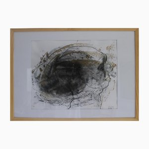 Macrocéphale, 2013, carbone, segatura e carta, con cornice