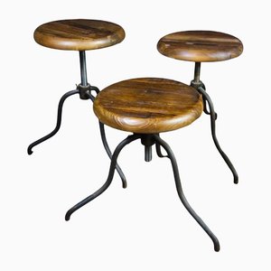 Industrial Stool with Wooden Rotations