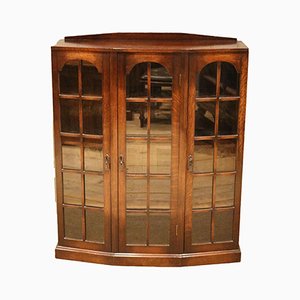 Oak Canted Front Glazed Bookcase