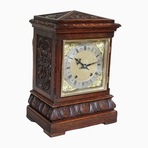 Solid Carved Oak Bracket Clock