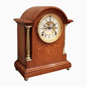 Oak and Inlay Visible Escapement Mantel Clock