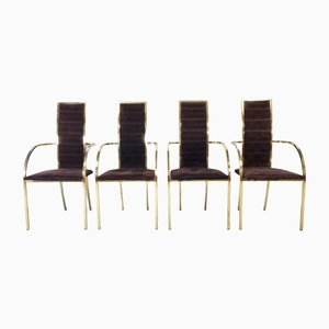 Vintage Brass Dining Chairs by Belgo Chrome, 1970s, Set of 4