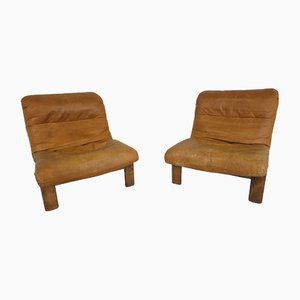 Vintage Leather Lounge Chairs, 1970s, Set of 2
