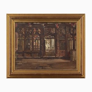 George Hervey Garraway, Church Interior with Rood Screen, 1875, Oil on Board, Framed