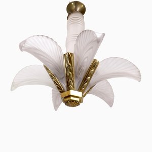 French Art Deco Feather Chandelier, 1930s