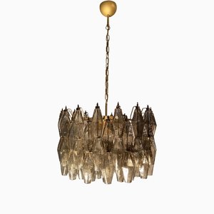Lámparas de araña de cristal de Murano de Gray Poliedri al estilo de Carlo Scarpa