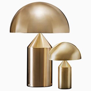 Atollo Large and Small Gold Table Lamps by Vico Magistretti for Oluce, Set of 2