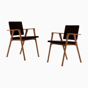 Sillas Luisa de madera y tela de Franco Albini para Cassina. Juego de 2