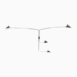 Black Four Rotating Straight Arm Wall Lamp by Serge Mouille for Indoor