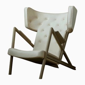 Grasshopper Armlehnstuhl aus Holz & Leder von Finn Juhl für Design M