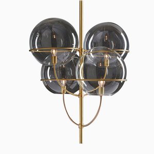 Suspension Lamp Lyndon Satin Gold by Vico Magistretti for Oluce