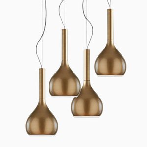 Suspension Lamps Lys Satin Gold Glazed by Angeletti E Ruzza for Oluce, Set of 4