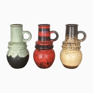 German Fat Lava Pottery Vases from Scheurich, 1970s, Set of 3