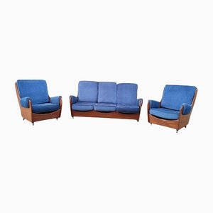 Teak Saddleback Sofa and Armchairs from G-Plan, 1960s, Set of 3