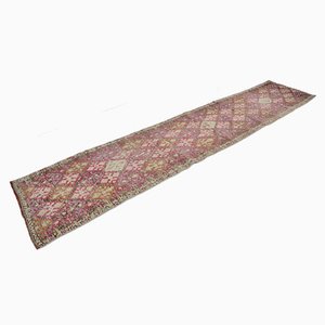 Pink and Beige Hallway Runner Rug