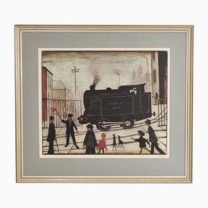 LS Lowry, The Level Crossing, 1973, Lithographie, Gerahmt