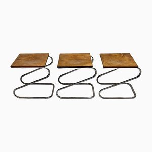 Sgabelli Bauhaus in metallo cromato, Germania, anni '30, set di 3