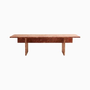 Vondel Coffee Table Handcrafted in Red Unfilled Travertine