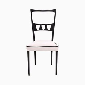 Vintage Dining Chairs with White Velvet Upholstery, Italy, Set of 12