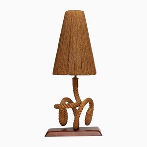 Mid-Century Rope Table Lamp by Audoux-Minet