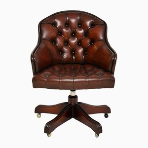 Antique Victorian Style Leather Swivel Desk Chair