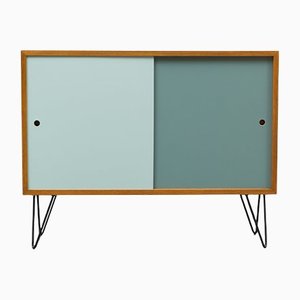 Walnut Sideboard with Colored Turning Doors & Hairpin Legs, 1960s