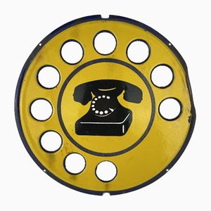 Italian Yellow Enamel Metal Telephone Sign, 1960s