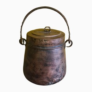 Antique Copper Fireplace Cooking Pot