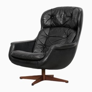 Swedish Modernist Leather Swivel Lounge Chair From Selig Imperial, 1970s