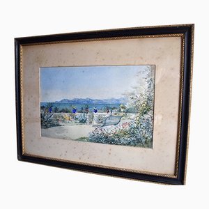 Ernest Auguste Sembach, Sea View (Cannes), 19th-century, Gouache, Framed