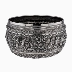 20th Century Burmese Solid Silver Handcrafted Bowl, 1900s