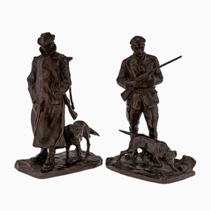 20th Century Austrian Bronze Hunters by Hans Müller, 1910s, Set of 2