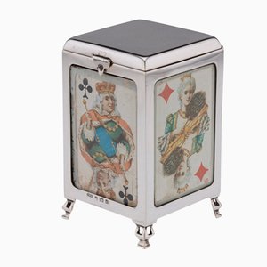 20th Century English Edwardian Solid Silver Playing Cards Box, 1903