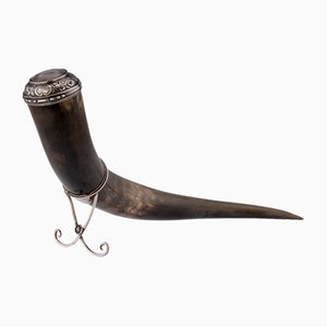 19. Jahrhundert schottisches Horn, gebänderter Achat & massiver silberner Schnupftabak, 1870
