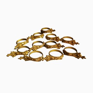 Louis XVI Style French Gilt and Chiseled Bronze Curtain Rings, Set of 11