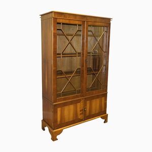 Light Brown Yew Flame Display Cabinet/Bookcase with Adjustable Shelves
