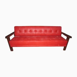 Vintage Red Leather Sofa