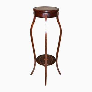 Edwardian Sheraton Revival Hardwood & Strung Inlaid Plant Stand with Two Tiers