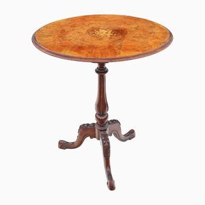 Antique 19th Century Victorian Burr Walnut Side Occasional Wine Table, 1875