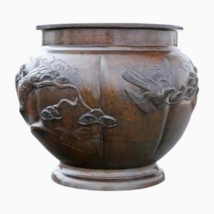 Large Antique Japanese 19th Century Meiji Period Bronze Jardinière Planter Bowl