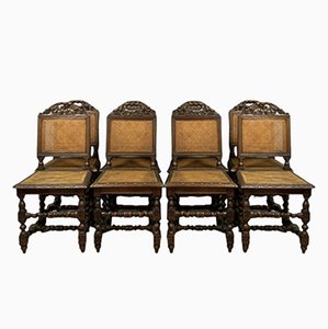 Renaissance Chairs in Solid Oak, 1850s, Set of 8