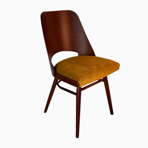 Vintage Czech Walnut 514 Chairs with Yellow Mustard Fabric by Hofman & Haerdtl Design, by Oswald Haerdtl for Ton, 1960s, Set of 6
