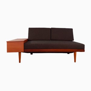 Sofá cama Svanette noruego Mid-Century de teca con tela antracita de Ingmar Rellling para Ekornes, años 60