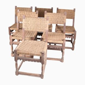Wooden & Rope Chairs, Set of 6