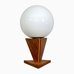 Große Italienische Tischlampe aus Holz & Glas, 1960er